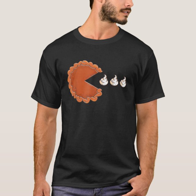 Pumpkin Paj Eating Whipping Cream Funny Thanksgivn T Shirt (Framsida)
