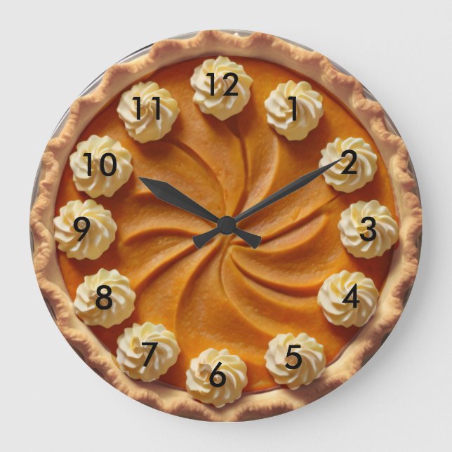 Pumpkin Paj eller Sweet Potato Paj Kitchen Clock Stor Klocka (Framsida)