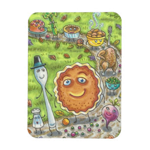 PUMPKIN PAJ & FRIENDS THANKSGIVING DAY FOOD MAGNET