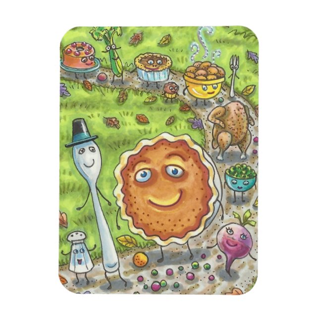 PUMPKIN PAJ & FRIENDS THANKSGIVING DAY FOOD MAGNET (Vertikal)