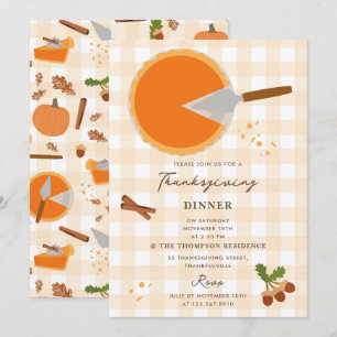 Pumpkin Paj höstinbjudan om Thanksgiving för höstf Inbjudningar