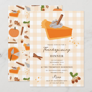 Pumpkin Paj höstinbjudan om Thanksgiving för höstf Inbjudningar