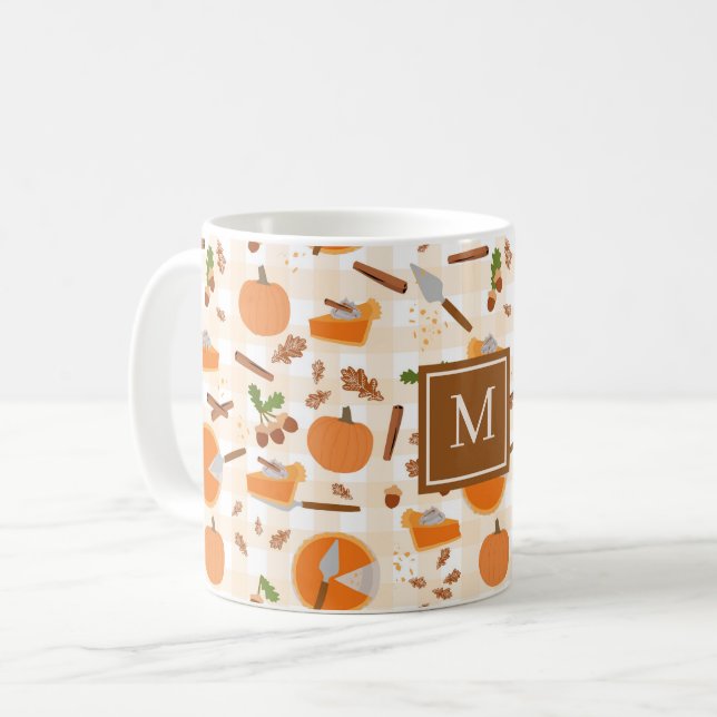 Pumpkin Paj, höstnedgång i Mönster Monogram Inleda Kaffemugg (Framsida vänster)