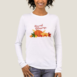 Pumpkin, Paj, Löv och "Harvest Blessings" T Shirt