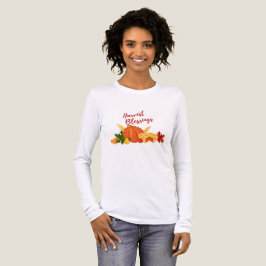 Pumpkin, Paj, Löv och "Harvest Blessings" T Shirt