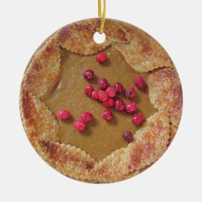 Pumpkin Paj med Tranbär Jul Julgransprydnad Keramik (Framsidan)