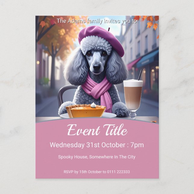 Pumpkin Paj och Pumpkin Latte Pudel Inbjudan Vykort (Framsida)