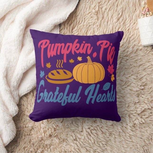 Pumpkin Paj och tacksamma Hearts, Thanksgiving Kudde (Filt)