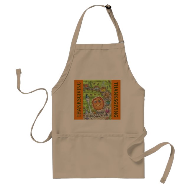 PUMPKIN PAJ PARAD, FUNNY FOOD THANKSGIVING APRON FÖRKLÄDE (Framsidan)