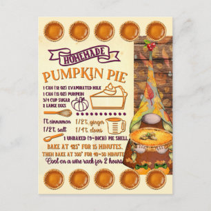 Pumpkin Paj Recept Card Gnome vykort