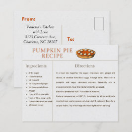 Pumpkin Paj Recept Card-Thanksgiving och jul