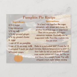 Pumpkin Paj Recept Card Vykort