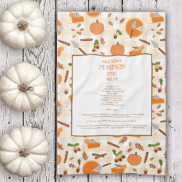 Pumpkin Paj Recipe Heirloom Autumn Fall Mönster Kökshandduk