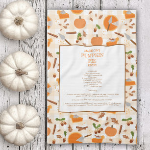 Pumpkin Paj Recipe Heirloom Autumn Fall Mönster Kökshandduk