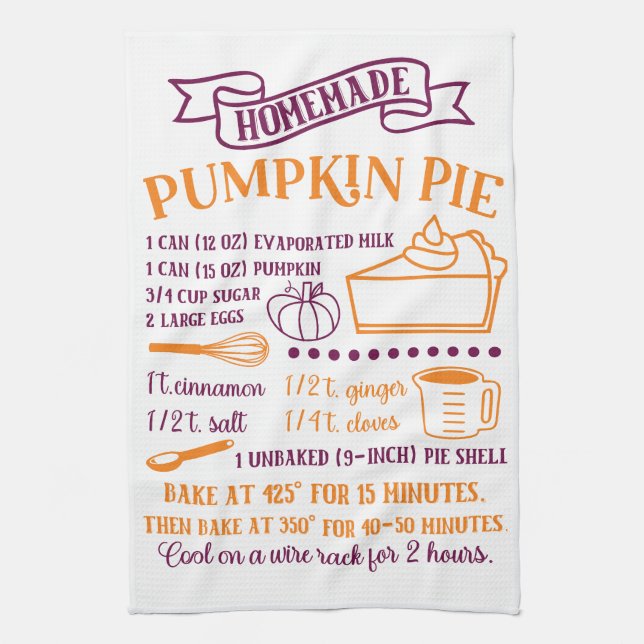 Pumpkin Paj Recipe Kitchen Towel Kökshandduk (Vertikal)