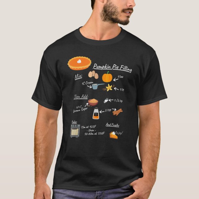 Pumpkin Paj Recipie på en T Shirt (Framsida)