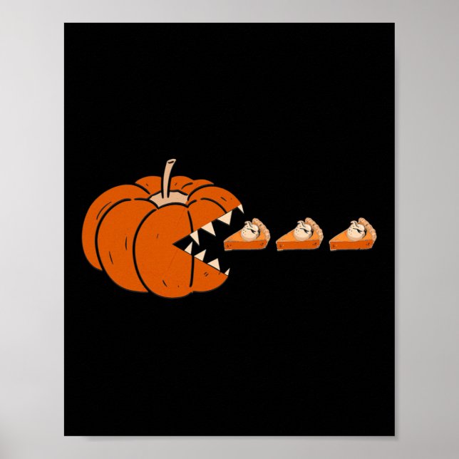 Pumpkin Paj Thanksgiving Day Roligt Hösthöstfällan Poster (Framsidan)