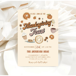 Pumpkin Paj Thanksgiving Middag Friendsgiving Inbjudningar