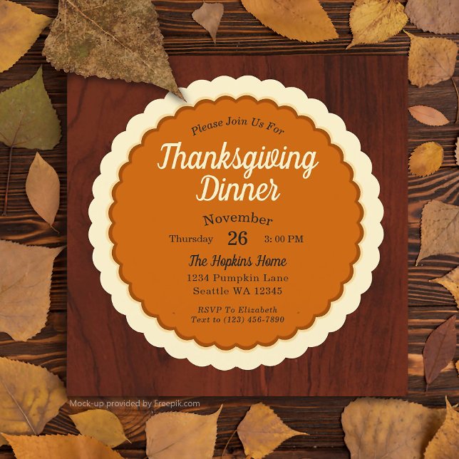 Pumpkin Paj Thanksgiving Middag Inbjudningar (Skapare uppladdad)