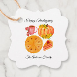 Pumpkin Paj Thanksgiving Orange White Gåvor Etiketter