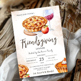 Pumpkin Paj Watercolor Friendsgiving-middag Inbjudningar