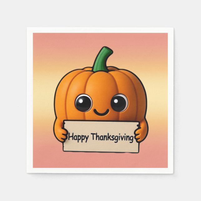 Pumpkin Pal Thankgiving Napkin  Pappersservett (Framsidan)