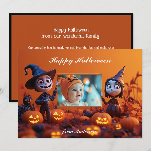 Pumpkin Pals Halloween Hälsning Kort (Fram/baksida)