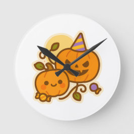 Pumpkin Pals - Kawaii Halloween Rund Klocka