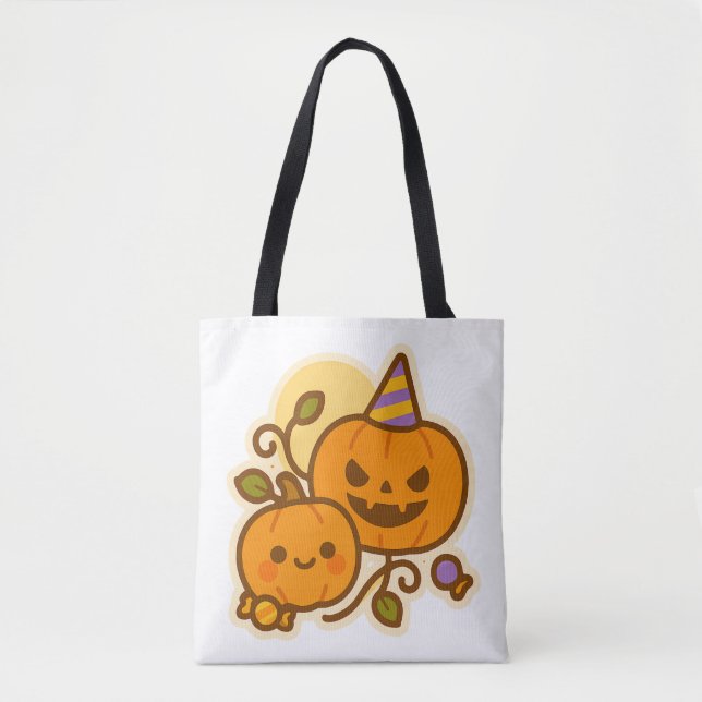 Pumpkin Pals - Kawaii Halloween Tygkasse (Framsida)