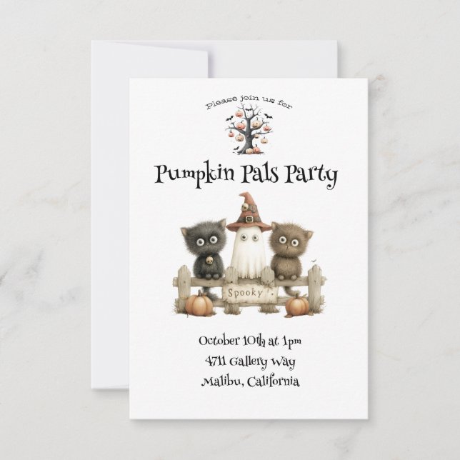 Pumpkin Pals Party Cute Halloween-inbjudan Inbjudningar (Framsida)