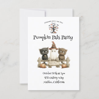 Pumpkin Pals Party Cute Halloween-inbjudan Inbjudningar