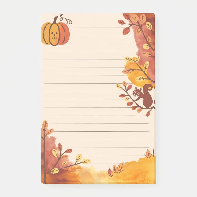 Pumpkin Pals & Squirrel Scribbles Post-it Block (Framsida)