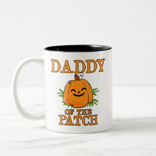 Pumpkin pappa till Patch Family Halloween Två-Tonad Mugg (Vänster)