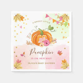 Pumpkin Pappersservett Fall Baby duscha Girl Rosa