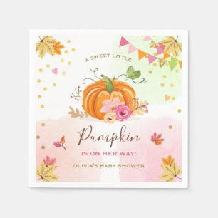 Pumpkin Pappersservett Fall Baby duscha Girl Rosa