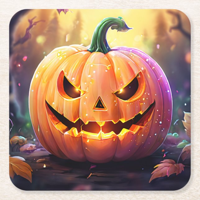 Pumpkin, Pappra Tallrikar Underlägg Papper Kvadrat (Framsidan)