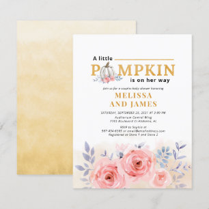 Pumpkin Par Baby Shower Blommigt-inbjudan
