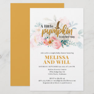 Pumpkin Par Baby Shower Blommigt-inbjudan Brevpapper