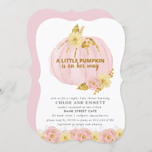 Pumpkin Par Baby Shower, Rosa Guld Elegant Inbjudningar
