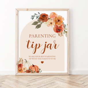 Pumpkin Parating Tip Burk Advice Sign Baby Shower Poster