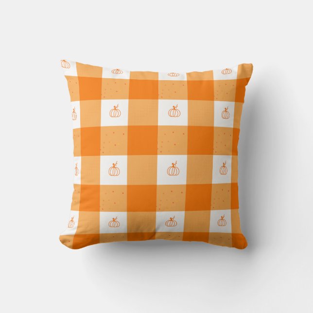 Pumpkin party by Sionna pillow with orange gingham Kudde (Framsida)