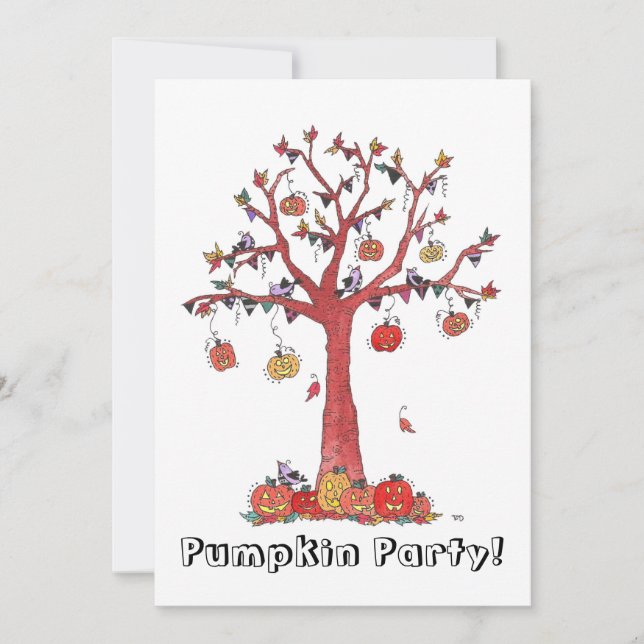 Pumpkin Party Halloween Inbjudningar (Framsida)