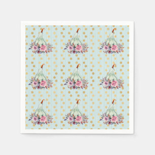 Pumpkin Pastel elegant fall blommigt teal guld ros Pappersservett