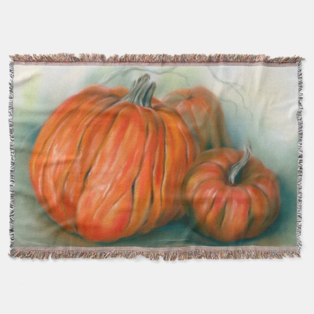 Pumpkin Patch Autumn Trio Pastel Art Filt (Framsidan)