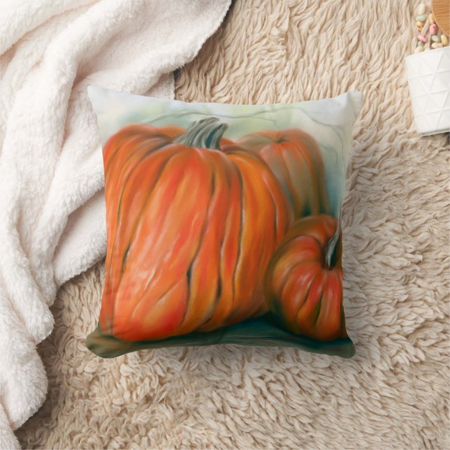 Pumpkin Patch Autumn Trio Pastel Art Kudde (Filt)