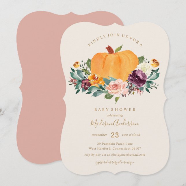 Pumpkin Patch Baby Shower-kallelse Inbjudningar (Fram/baksida)