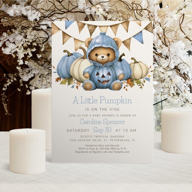 Pumpkin Patch Bear Baby Shower-inbjudan Inbjudningar (Skapare uppladdad)