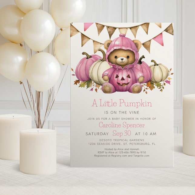Pumpkin Patch Bear Baby Shower-inbjudan Inbjudningar (Skapare uppladdad)