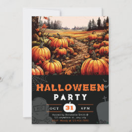 Pumpkin Patch BeSnych Autumn Black Halloween Inbjudningar