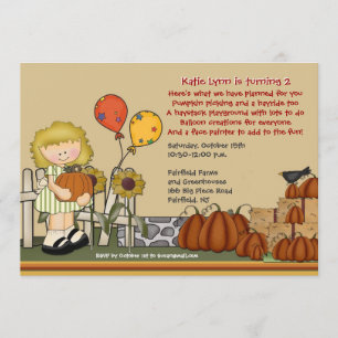 Pumpkin Patch Birthday Flickinbjudan Inbjudningar